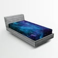 thumbnail image 1 of Ambesonne Nebula Fitted Sheet, Galaxy Stars in Space, Twin Size, Navy Purple, 1 of 3