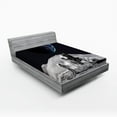 thumbnail image 1 of Ambesonne Nebula Fitted Sheet, Moon Outer Space, Full Size, Grey and Blue, 1 of 2