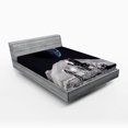 thumbnail image 1 of Ambesonne Nebula Fitted Sheet, Moon Outer Space, Queen Size, Grey and Blue, 1 of 2