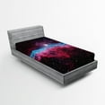 thumbnail image 1 of Ambesonne Nebula Fitted Sheet, Outer Space Stars Galaxy, Twin Size, Magenta and Black, 1 of 2