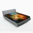 thumbnail image 1 of Ambesonne Nebula Fitted Sheet, Outer Space Universe, Full Size, Navy Orange Teal, 1 of 2