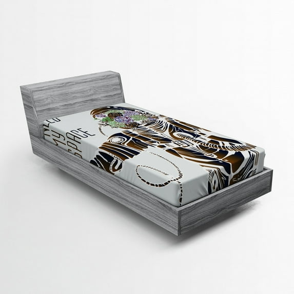 Ambesonne Nebula Fitted Sheet, Pilot Man Illustration, Twin XL Size, Multicolor