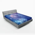 thumbnail image 1 of Ambesonne Nebula Fitted Sheet, Star Clusters in Space, Full Size, Purple Navy, 1 of 3