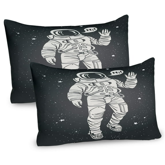 Ambesonne Nebula Pillow Sham 2 Pack, Cartoon Astronaut Space, 36"x20", Charcoal Grey Dust