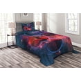 thumbnail image 1 of Ambesonne Nebula Quilted Bedspread Set 2 Pcs, Milky Way Star Cluster, Twin Size, Navy Red, 1 of 3