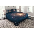 thumbnail image 1 of Ambesonne Nebula Quilted Bedspread Set 3 Pcs, Black Hole Cosmos Space, King Size, Petrol Blue Peach, 1 of 3