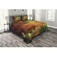 thumbnail image 1 of Ambesonne Nebula Quilted Bedspread Set 3 Pcs, Cosmos Space Planet, Queen Size, Orange Green, 1 of 3