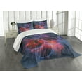 thumbnail image 1 of Ambesonne Nebula Quilted Bedspread Set 3 Pcs, Milky Way Star Cluster, Queen Size, Navy Red, 1 of 5
