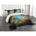 thumbnail image 1 of Ambesonne Nebula Quilted Bedspread Set 3 Pcs, Supernova Stars Cosmos, King Size, Black Teal Orange, 1 of 5
