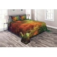 thumbnail image 1 of Ambesonne Nebula Quilted Coverlet 3 Pcs, Cosmos Space Planet, King Size, Orange Green, 1 of 2