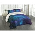 thumbnail image 1 of Ambesonne Nebula Quilted Coverlet 3 Pcs, Galaxy Stars in Space, King Size, Navy Purple, 1 of 4