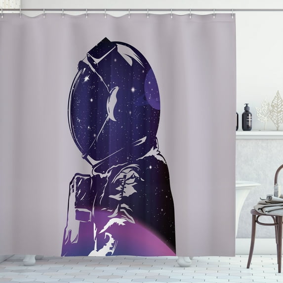 Ambesonne Nebula Shower Curtain, Astronaut Space Outer, 69"Wx70"L, Pink Purple