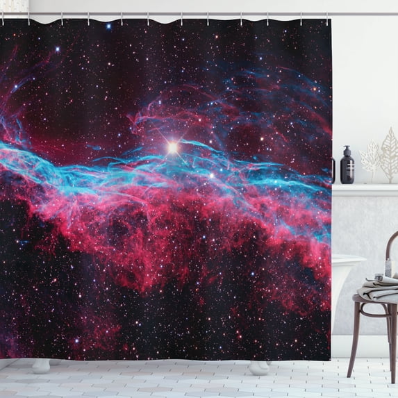 Ambesonne Nebula Shower Curtain, Outer Space Stars Galaxy, 69"Wx84"L, Magenta and Black