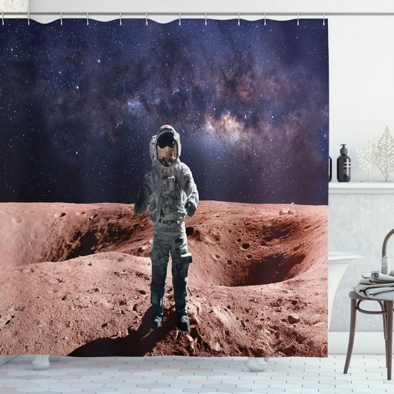 Ambesonne Nebula Shower Curtain, Spacewalk on Mars Outer, 69"Wx75"L, Purple Brown