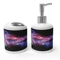 thumbnail image 1 of Ambesonne Nebula Soap Dispenser & Toothbrush Holder Set, Dusty Gas Cloud Stars, 2 Pcs, Purple Pink Navy, 1 of 6
