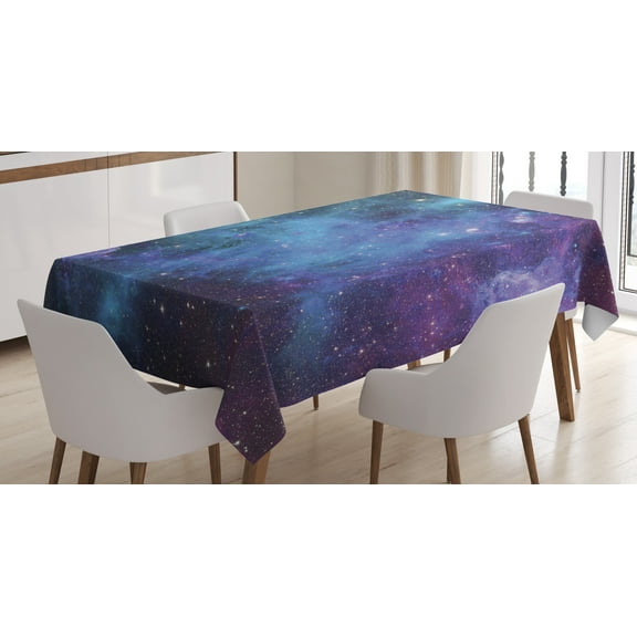 Ambesonne Nebula Tablecloth Rectangular Table Cover, Galaxy Stars in Space, 52"x70", Navy Purple