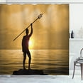 thumbnail image 1 of Ambesonne Neptune Shower Curtain, Human Myth with Trident Sun, 69"Wx75"L, Pale Coffee Dark Cocoa, 1 of 4