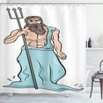 thumbnail image 1 of Ambesonne Neptune Shower Curtain, Poseidon Cartoon Character, 69"Wx75"L, Blue Peach, 1 of 1