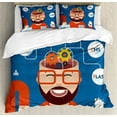 thumbnail image 1 of Ambesonne Nerd Duvet Cover Sets, Web Developer Computer Cartoon, 2-Queen, Sea Blue and Multicolor, 1 of 7