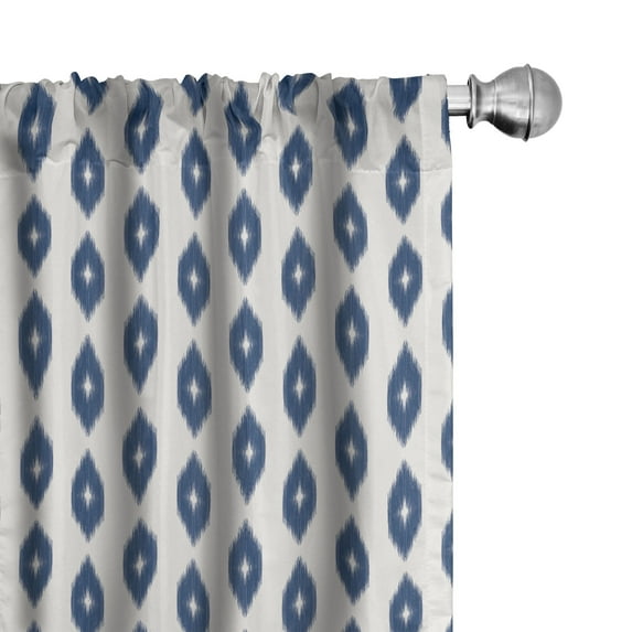 Ambesonne Neutral Window Curtains, Minimal Design Ikat Print, Each 28" W x 95" L, Champagne and Slate Blue