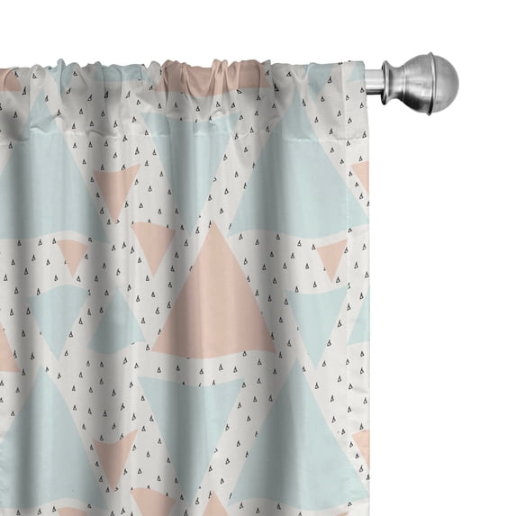 Ambesonne Neutral Color Window Curtains, Pastel Art Deco Forms, Each 28" W x 84" L, Peach Pale Blue and Coconut