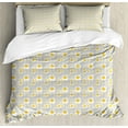 thumbnail image 1 of Ambesonne Neutral Color Duvet Cover Set, Spring Daisy Pattern, 2-Calking, Marigold White and Pale Grey, 1 of 7