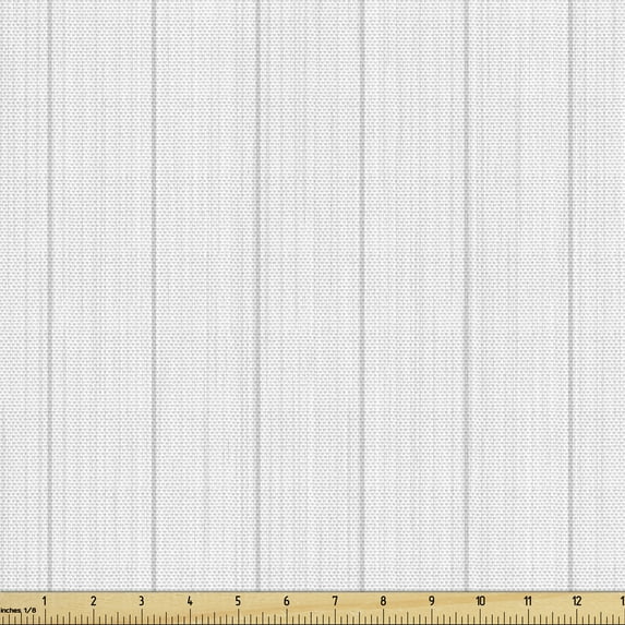 Ambesonne Neutral Color Fabric by the Yard Upholstery, Simple Straight Lines, 3 Yards, Pale Grey and Pearl