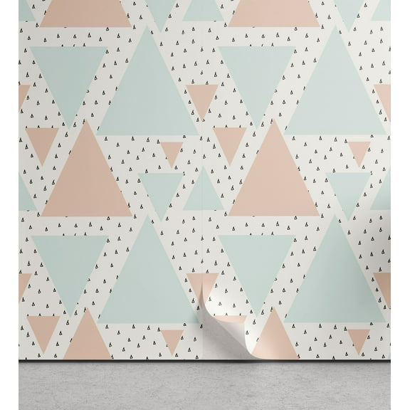 Ambesonne Neutral Color Peel & Stick Wallpaper for Home, Pastel Art Deco Forms, 13"x100", Peach Pale Blue and Coconut