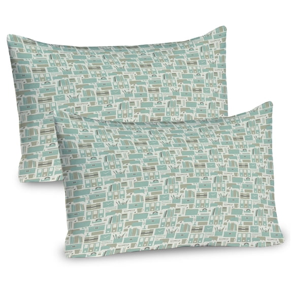 Ambesonne Neutral Color Pillow Sham 2 Pack, Workplace Objects, 26"x20", Seafoam Pale Sepia