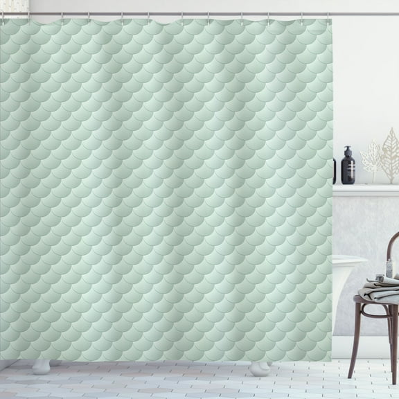 Ambesonne Neutral Color Shower Curtain, Circles Along Squares, 69"Wx70"L, Almond Green