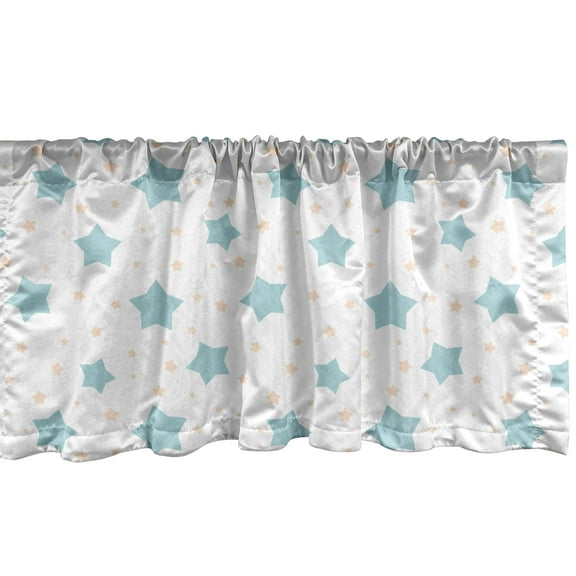 Ambesonne Neutral Color Window Valance, Soft Colored Stars, 42" x 12", Cadet Blue and Pale Peach