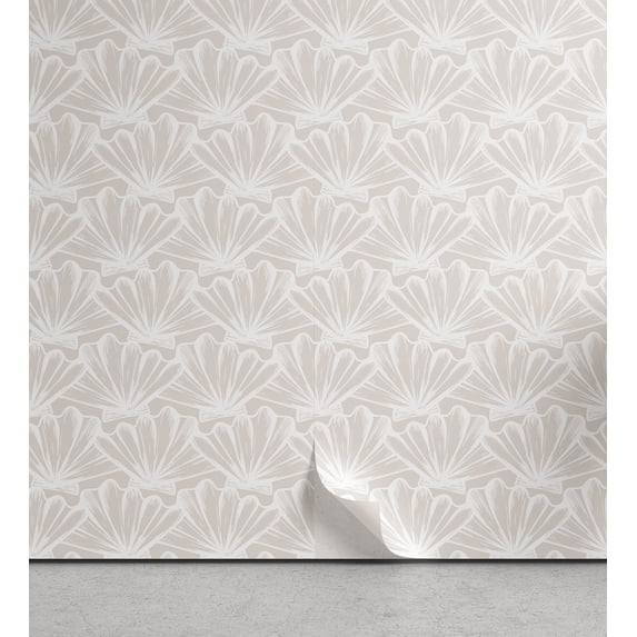 Ambesonne Neutral Colors Peel & Stick Wallpaper for Home, Sea Shell Mariner, 13"x100", Coconut and Ivory
