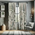 thumbnail image 1 of Ambesonne Neutral Curtains, Botanical Illustration Art, Pair of 28"x84", Pale Reseda Green Coconut, 1 of 2