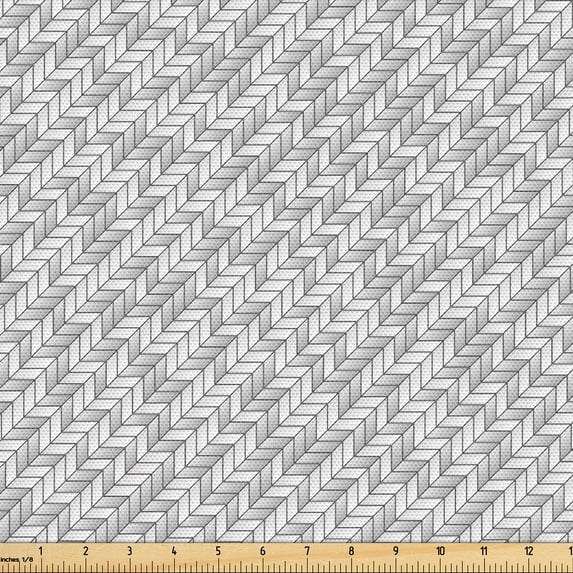Ambesonne Neutral Fabric by the Yard Upholstery, Diagonal Tech Visual Art, 10 Yards, Pale Grey Pale Taupe