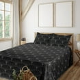 thumbnail image 1 of Ambesonne Neutral Fitted & Flat Sheet with Shams 4 Pcs Set, Abstract Floral Geometric, Queen, Charcoal Grey White, 1 of 5