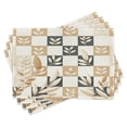 thumbnail image 1 of Ambesonne Neutral Place Mats Set of 4, Leaves on Checkered Board, Standard Size, Beige Ecru Dimgray, 1 of 5