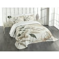 thumbnail image 1 of Ambesonne Neutral Quilted Bedspread Set 3 Pcs, Leaves on Marble Background, Queen Size, Sepia and Dark Sea Green, 1 of 4