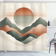 thumbnail image 1 of Ambesonne Neutral Shower Curtain, Mountains and Sunset Print, 69"Wx70"L, Beige Burnt Orange Green, 1 of 4