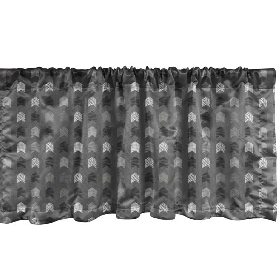 Ambesonne Neutral Window Valance, Direction Pointing Upwards Horizontal and Vertical Strokes Pattern, Curtain Valance for Kitchen Bedroom Decor with Rod Pocket, 54" X 18", Dark Grey Charcoal Grey