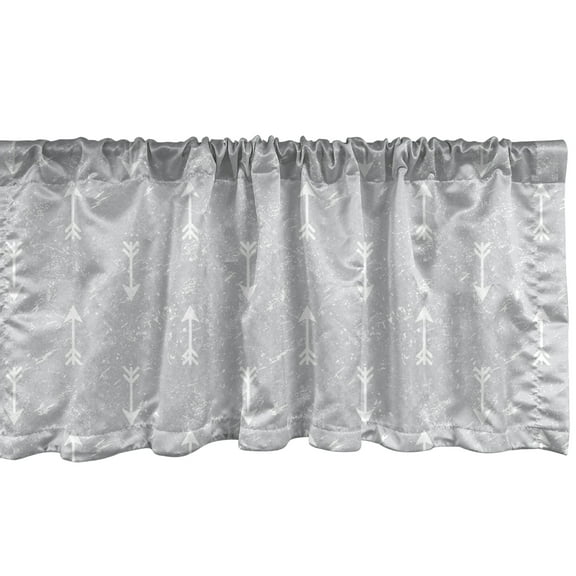 Ambesonne Neutral Window Valance, Grey and Grunge Style Motif, 54" X 18", Pale Taupe and White