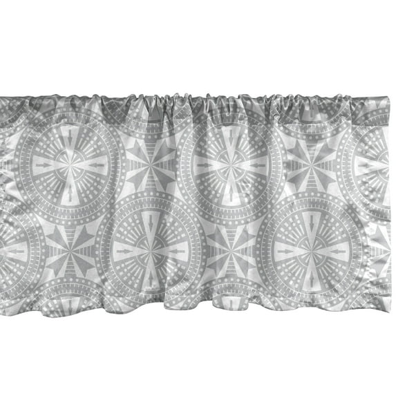 Ambesonne Neutral Window Valance, Various Geometric Shapes, 42" x 12", Pale Taupe White