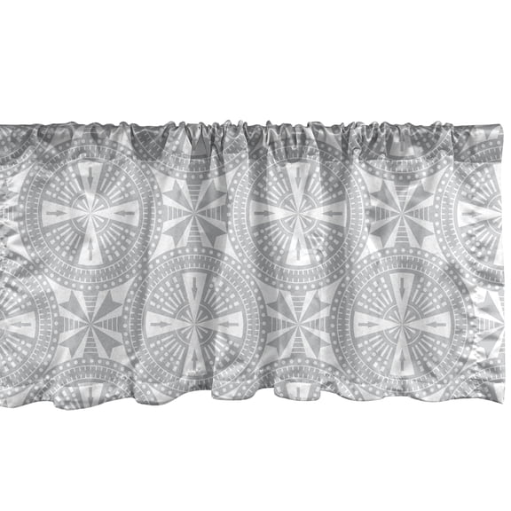 Ambesonne Neutral Window Valance, Various Geometric Shapes, 54" X 18", Pale Taupe White