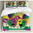 thumbnail image 1 of Ambesonne New Orleans Duvet Cover Set, Comedy and Tragedy, King, Multicolor, 1 of 3
