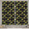 thumbnail image 1 of Ambesonne New Orleans Kitchen Curtains, Masquerade Pattern, 55"x45", Green Purple and Yellow, 1 of 1
