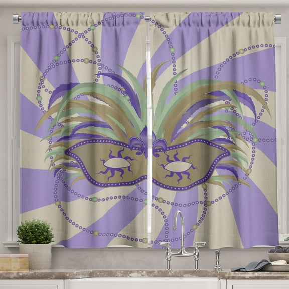 Ambesonne New Orleans Kitchen Curtains, Masquerade s, 55"x39", Multicolor