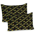 thumbnail image 1 of Ambesonne New Orleans Pillow Sham 2 Pack, Masquerade Pattern, 26"x20", Green Purple and Yellow, 1 of 3