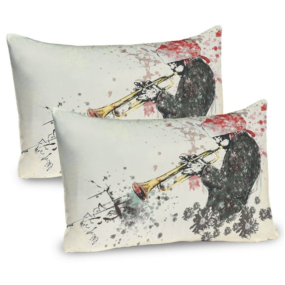 Ambesonne New Orleans Pillow Sham 2 Pack, Trumpeter Flowers, 36"x20", Dark Green Vermilion