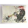 thumbnail image 1 of Ambesonne New Orleans Pillow Sham, Trumpeter Flowers, 26" X 20", Dark Green Vermilion, 1 of 2