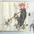 thumbnail image 1 of Ambesonne New Orleans Shower Curtain, Trumpeter Flowers, 69"Wx70"L, Dark Green Vermilion, 1 of 3