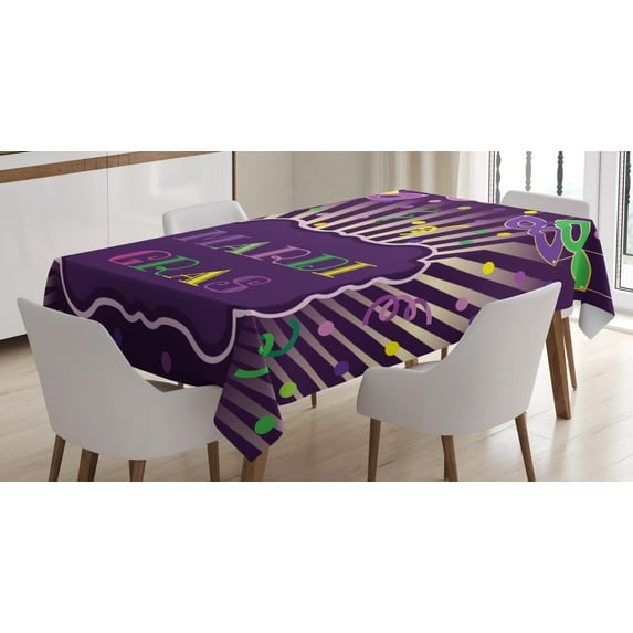 Ambesonne New Orleans Tablecloth Rectangular Table Cover, Mardi Gras Cartoon, 52"x70", Multicolor